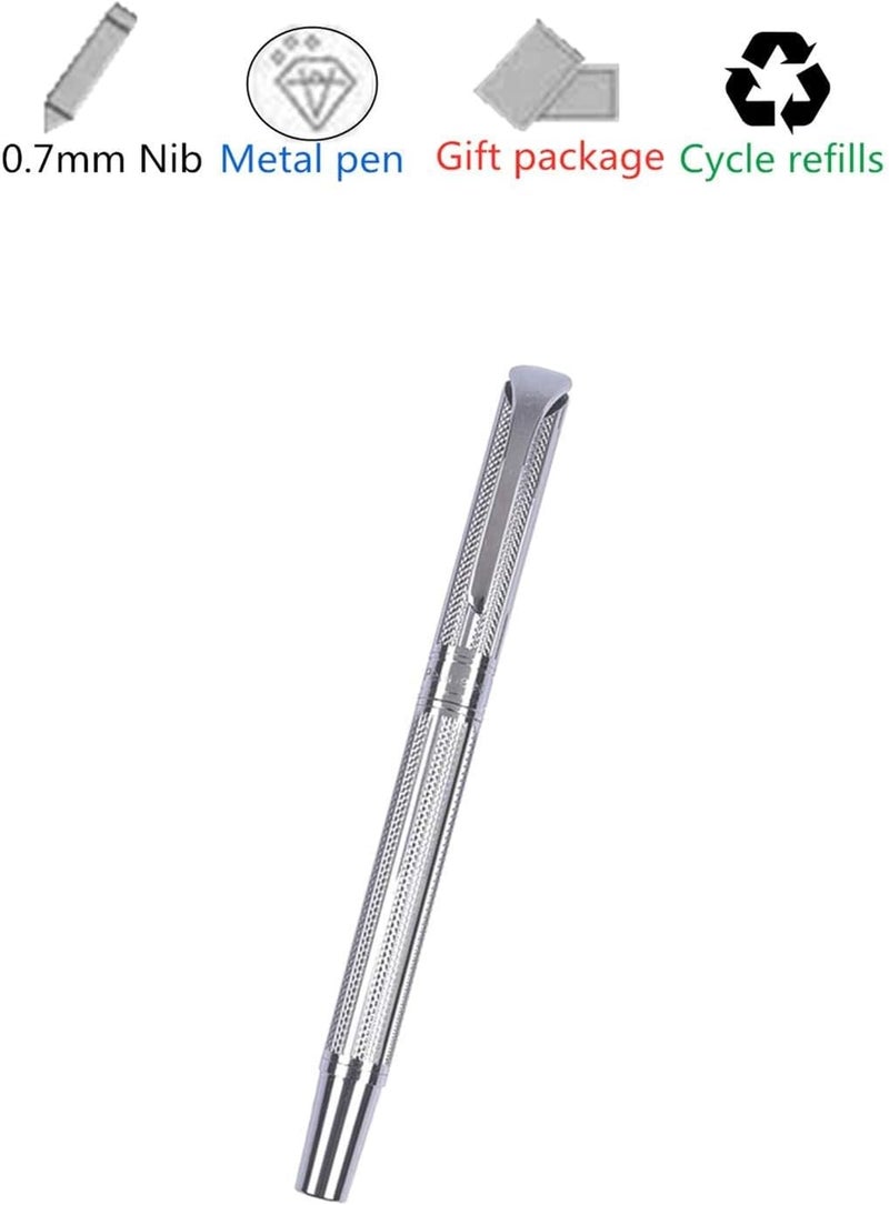 Penneed Rollerball Pen Gift Set for Men Women Executive Home Office Use, with Gift box Refillable 0.7mm Black Ink G5(Elegant Sliver) - Image 4